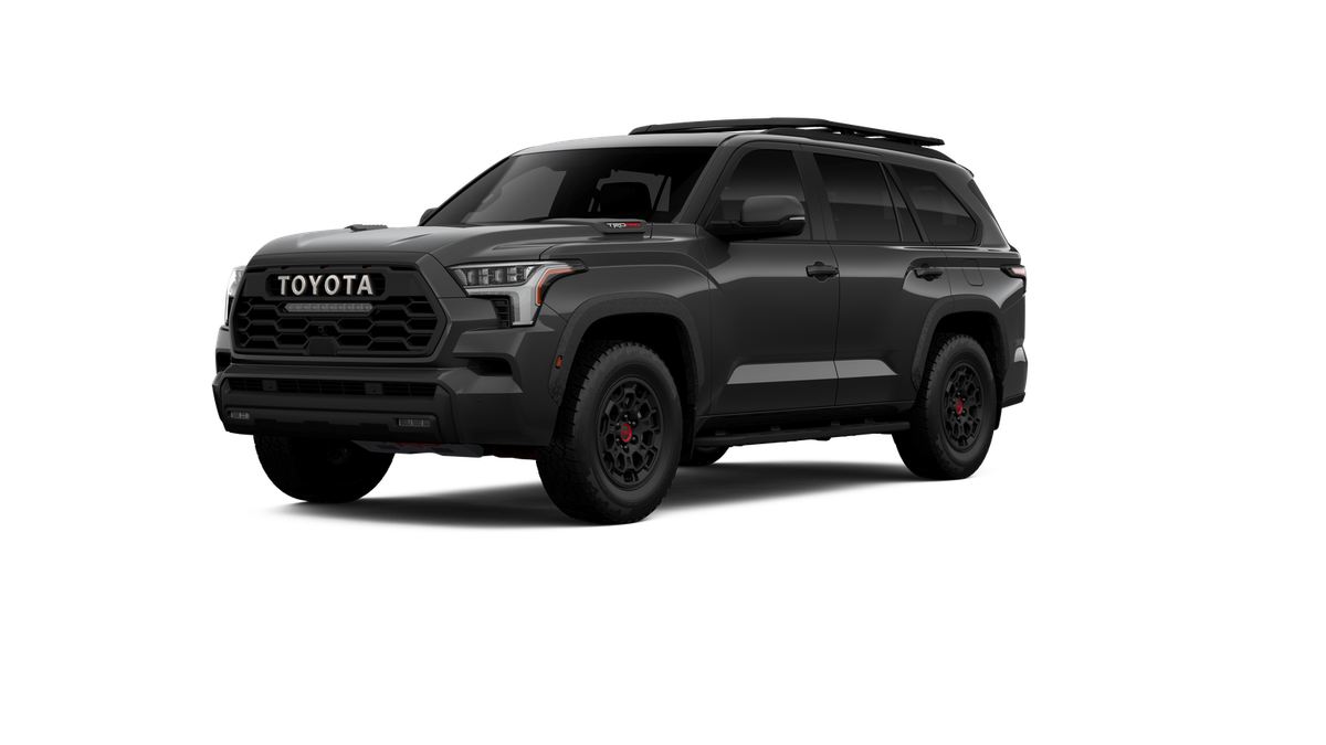 2026 Toyota Sequoia TRD Pro in Magnetic Gray Metallic — front three-quarter view